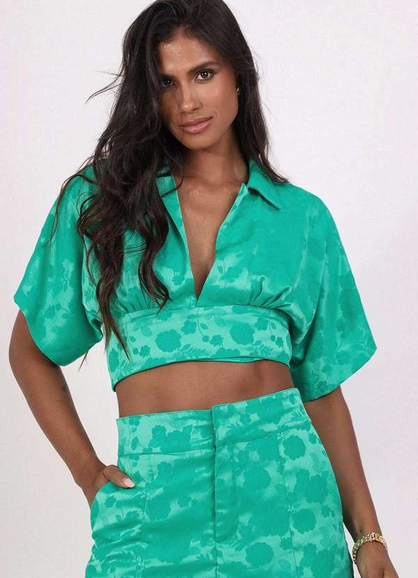 Pequia - Blusa Jacquard Faixa Campo Belo Pequia Verde