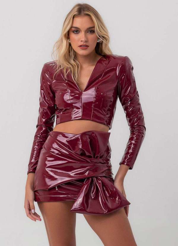 Labrava - Blusa Vinil Cropped Vinho Labrava Vermelho 1
