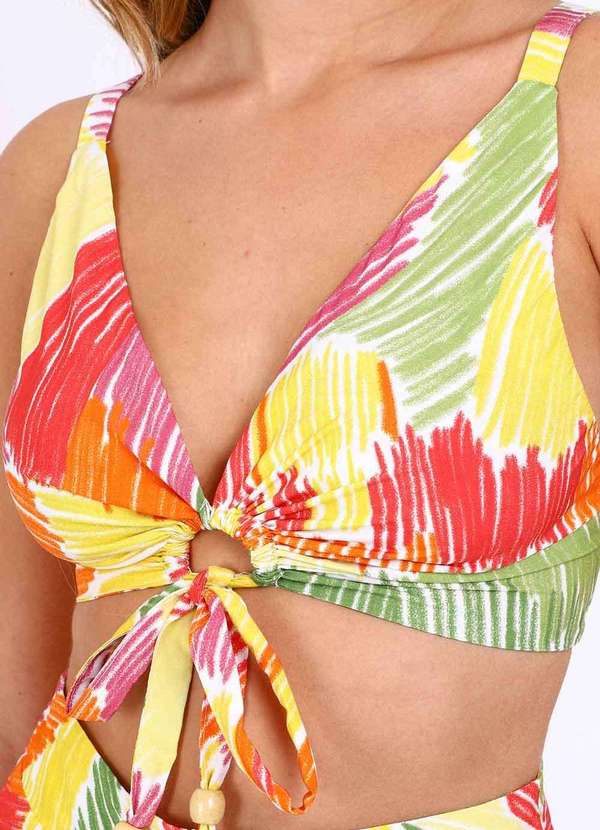 Pequia - Top Grafismo Tropical Pequia Branco