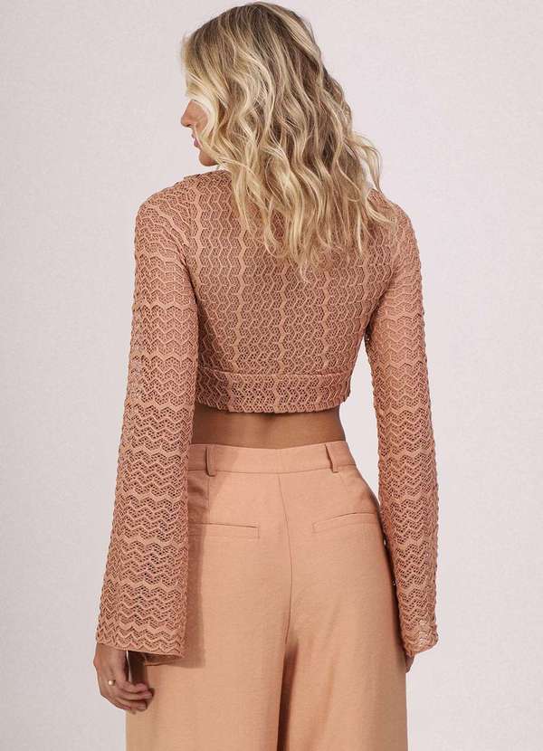 Labrava - Top Renda Decote V Nude Labrava Bege 2