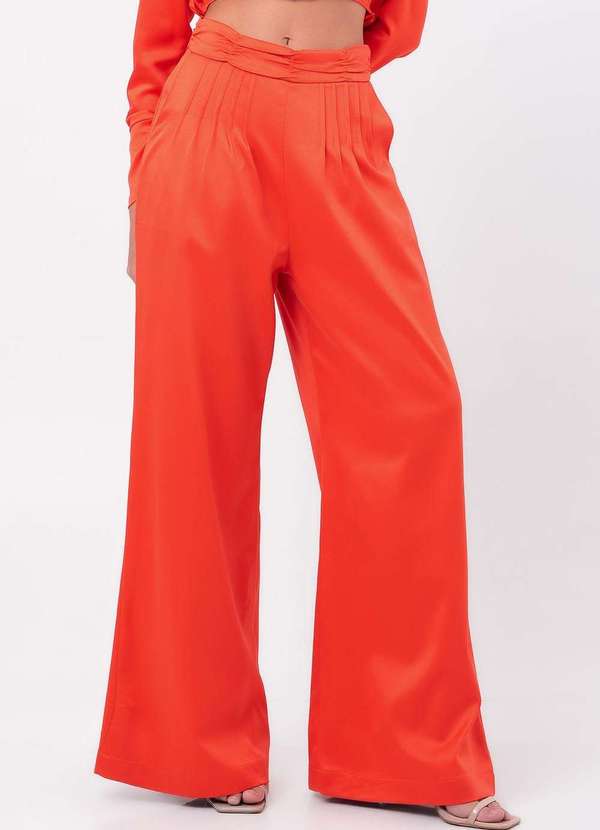 Labrava - Calca Ampla Nervuras Vermelha Labrava Vermelho