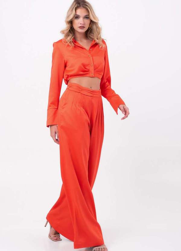 Labrava - Calca Ampla Nervuras Vermelha Labrava Vermelho 3