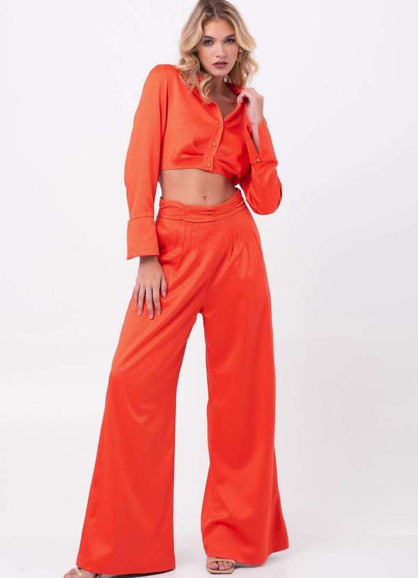 Labrava - Calca Ampla Nervuras Vermelha Labrava Vermelho 4