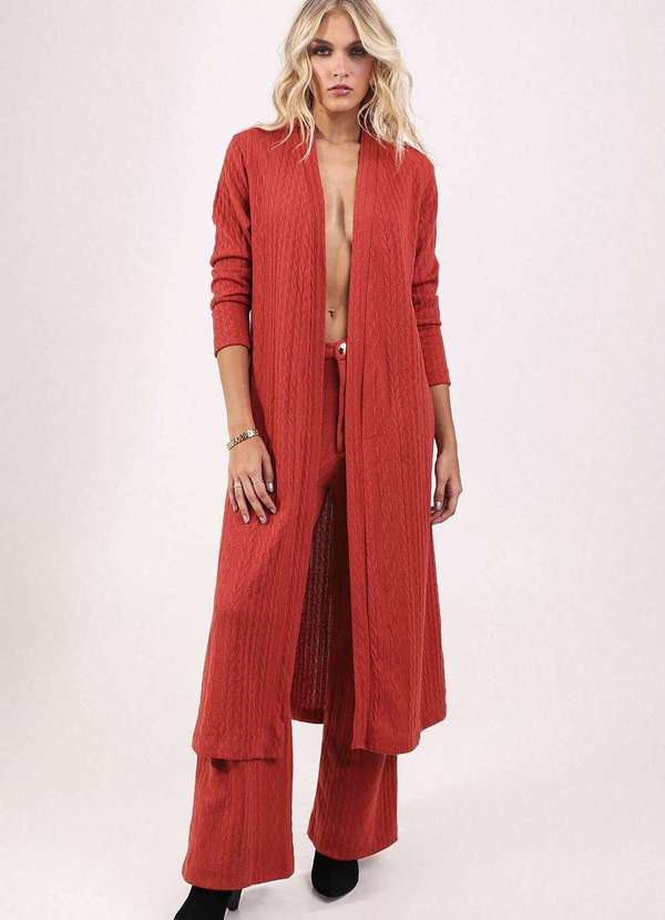 Labrava - Calca Pantalona Tricot Bordo Labrava Vermelho 3