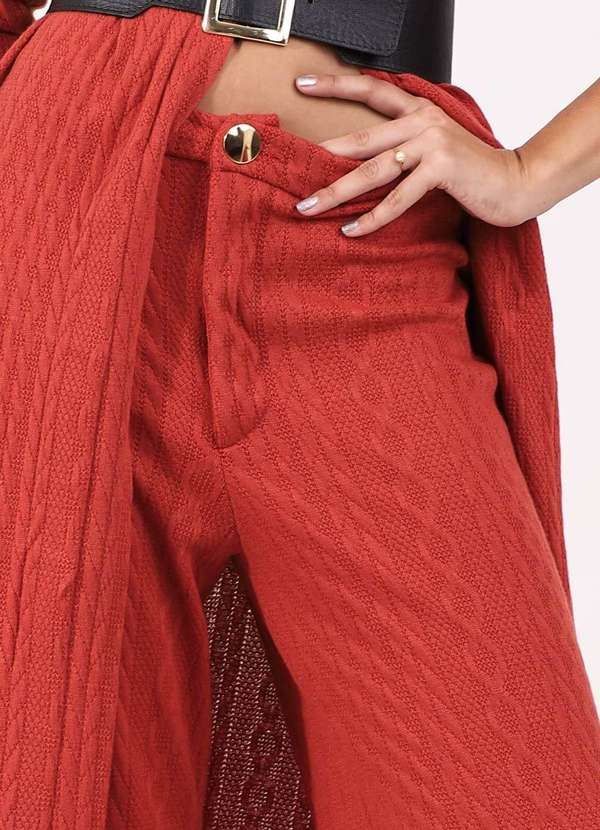 Labrava - Calca Pantalona Tricot Bordo Labrava Vermelho 5