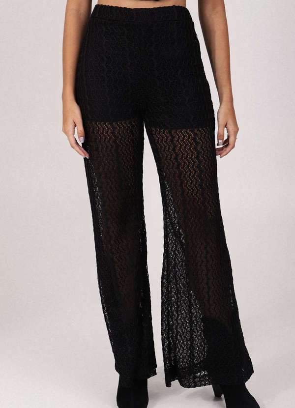 Labrava - Calca Renda Flare Acinturada Preta Labrava Preto