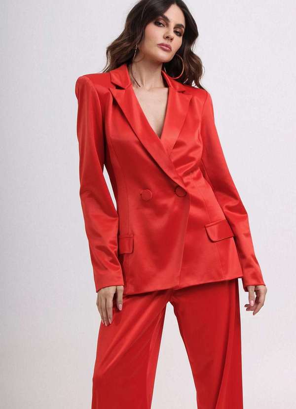 Labrava - Calca Reta Alfaiataria Vermelho Labrava Vermelho 3