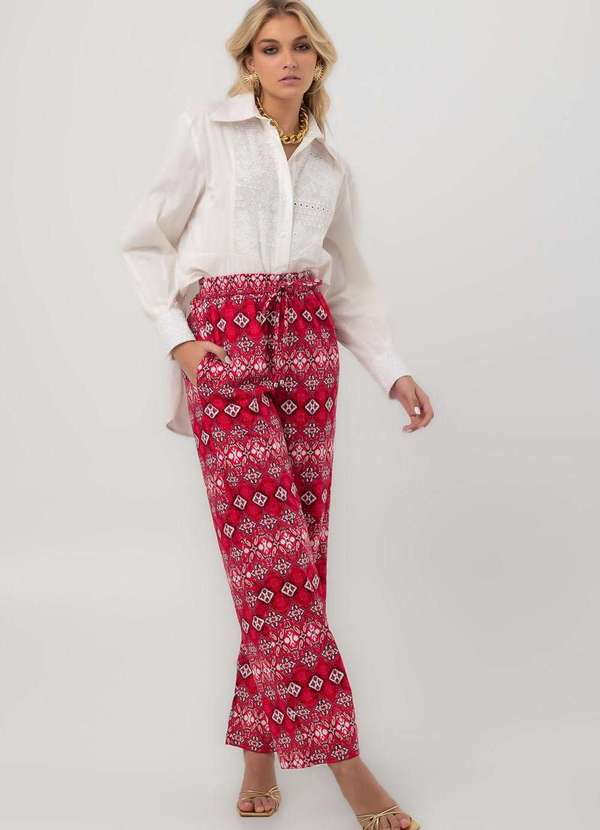 Pequia - Calca Tricoline Reta Bokeh Vermelho Pequia Vermelho 3