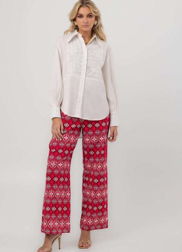 Pequia - Calca Tricoline Reta Bokeh Vermelho Pequia Vermelho 4