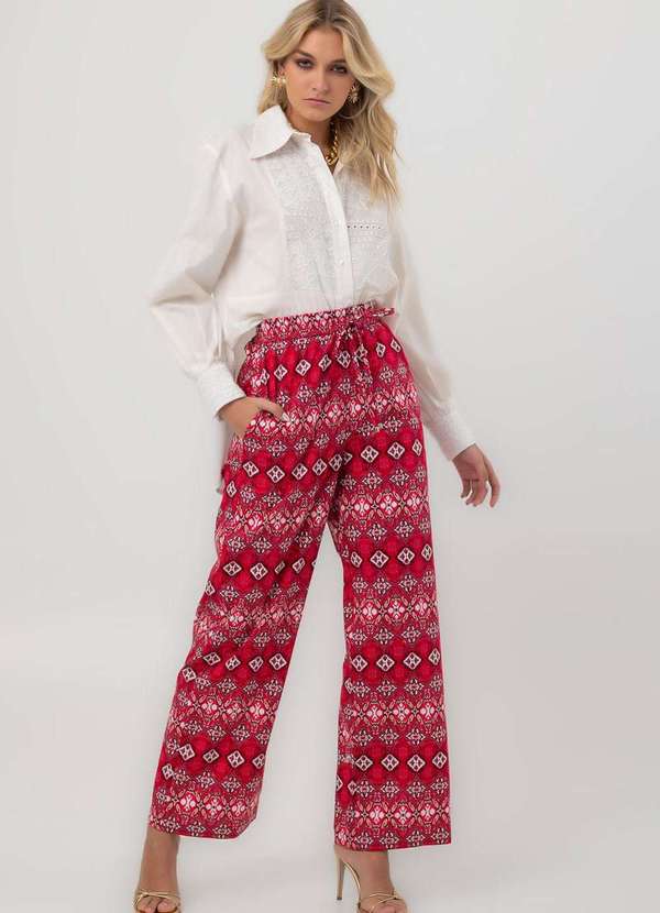 Pequia - Calca Tricoline Reta Bokeh Vermelho Pequia Vermelho 5