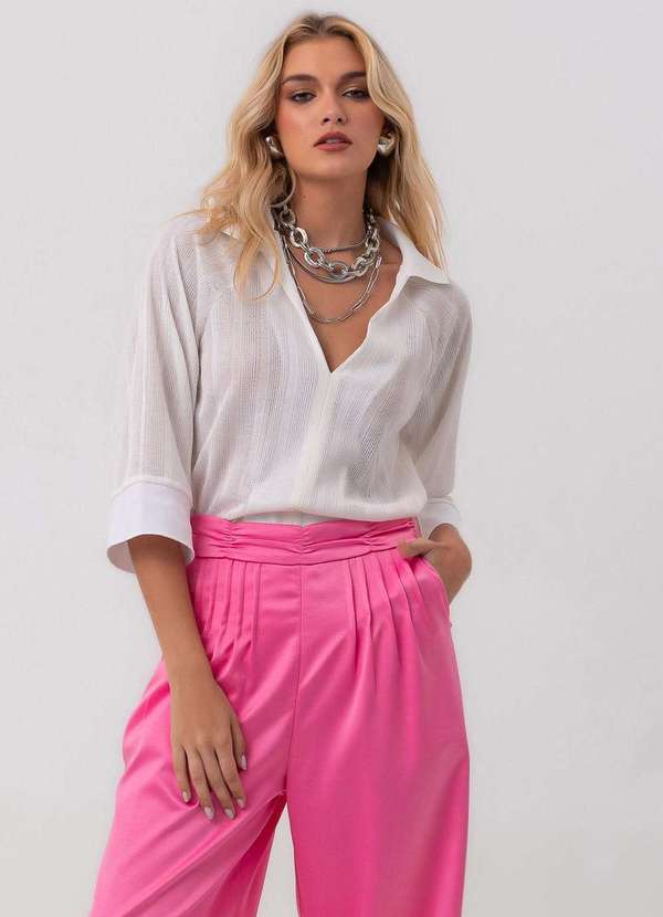 Labrava - Blusa Alongada Oversized Ribanas Offwhite Labrava Branco