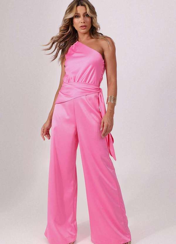 Labrava - Macacao Assimetrico Pregas Labrava Rosa