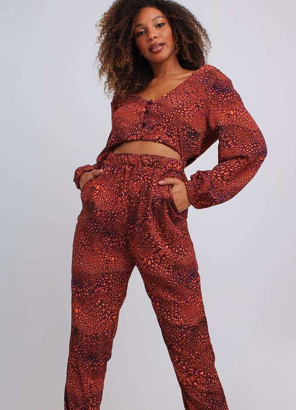 Pequia - Macacao Manga Longa Psicodelia Pequia Marrom