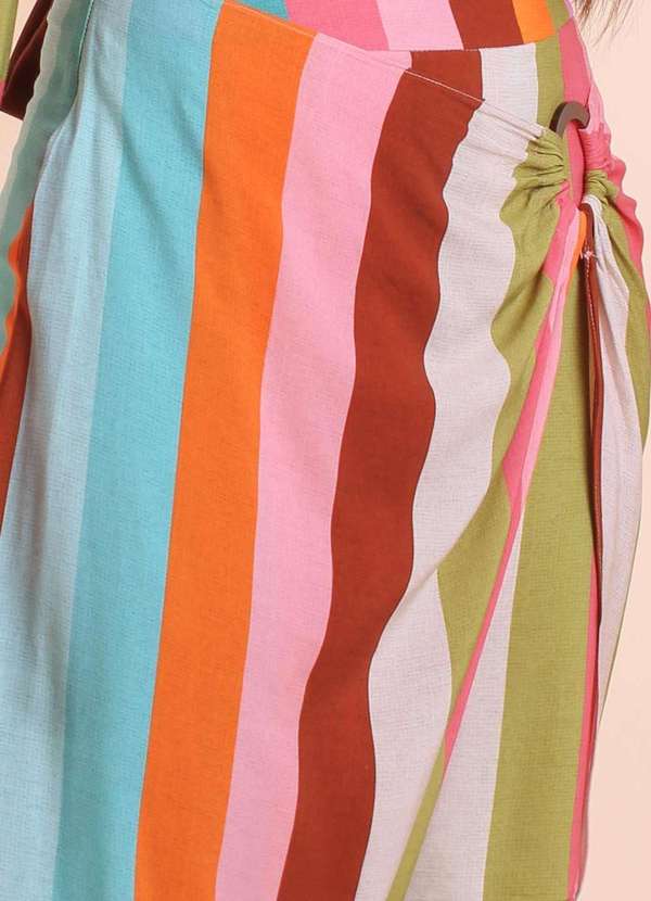 Pequia - Saia Midi Sobreposta Terracota Pequia Multicores 4