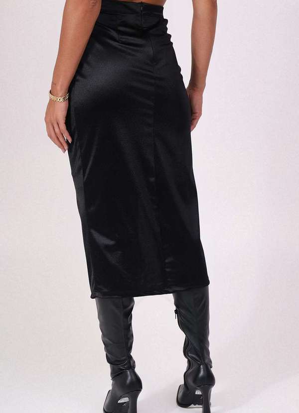 Labrava - Saia Satin Midi Assimetrica Preta Labrava Preto 2