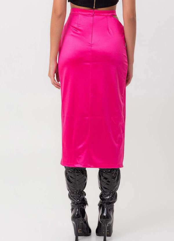 Labrava - Saia Satin Midi Assimetrica Rosa Labrava Rosa 2