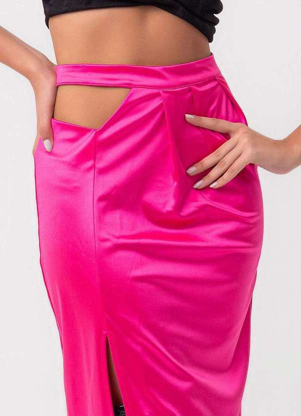 Labrava - Saia Satin Midi Assimetrica Rosa Labrava Rosa 5