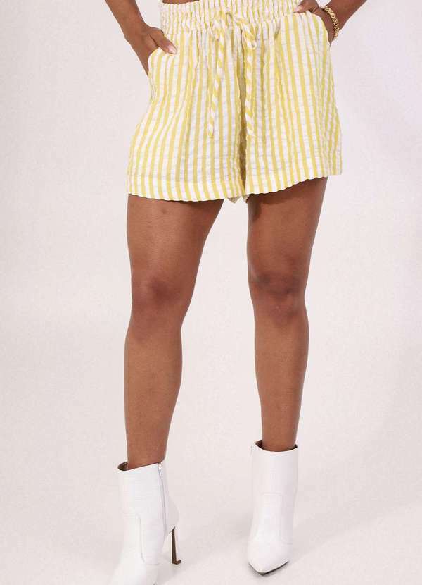 Pequia - Shorts Anarruga Pe na Areia Amarelo Pequia Amarelo