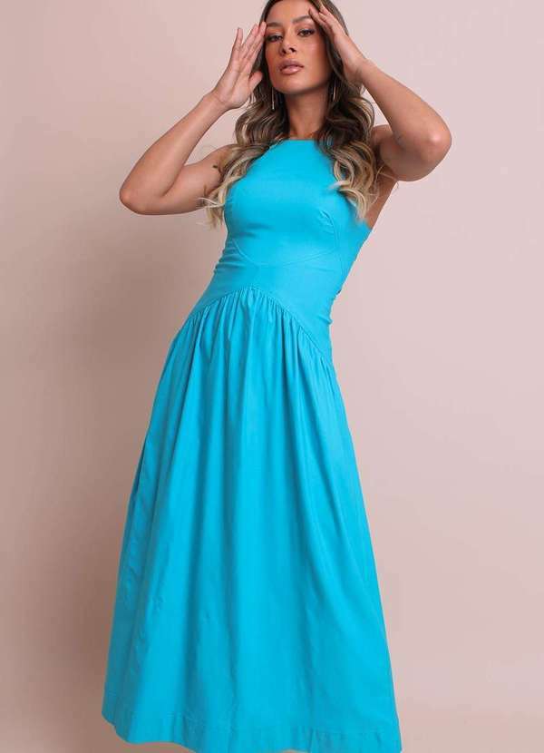 Labrava - Vestido Cintura Baixa Turquesa Labrava Azul 2