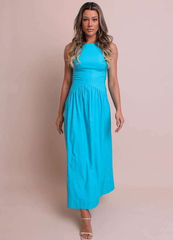 Labrava - Vestido Cintura Baixa Turquesa Labrava Azul 3