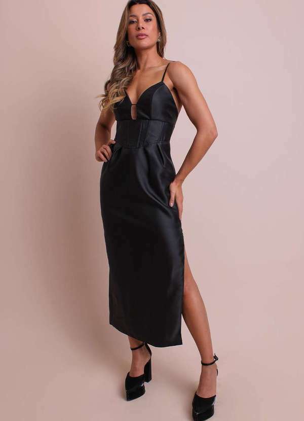 Labrava - Vestido Corpet Super Midi Preto Labrava Preto