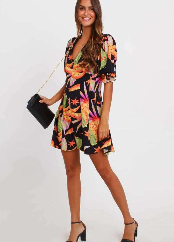 Pequia - Vestido Curto Bananada Brasil Pequia Preto