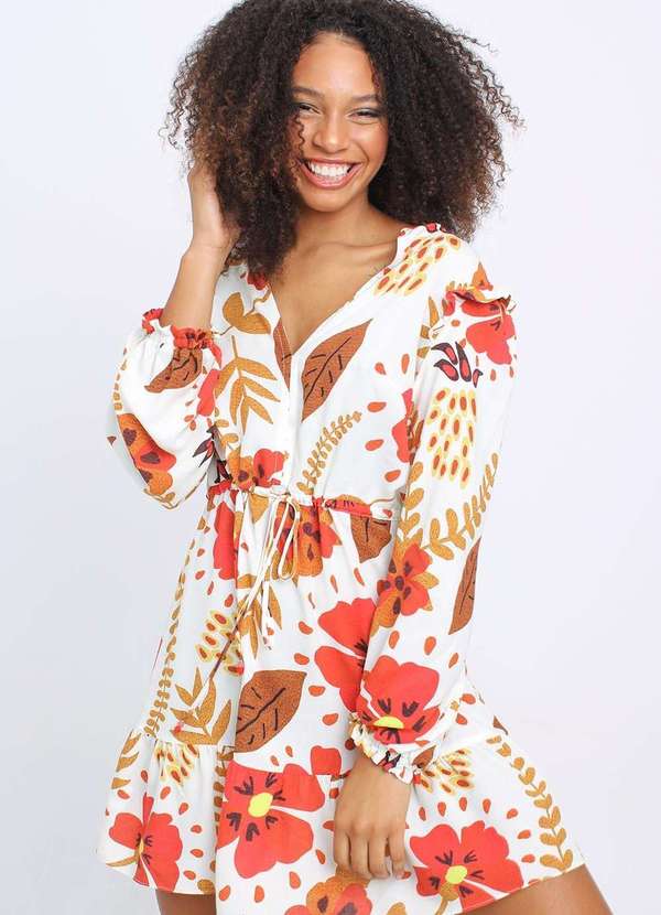 Pequia - Vestido Curto Bela Flor Pequia Branco