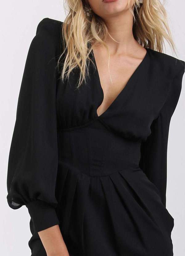 Labrava - Vestido Curto Decote V Corset Preto Labrava Preto 5