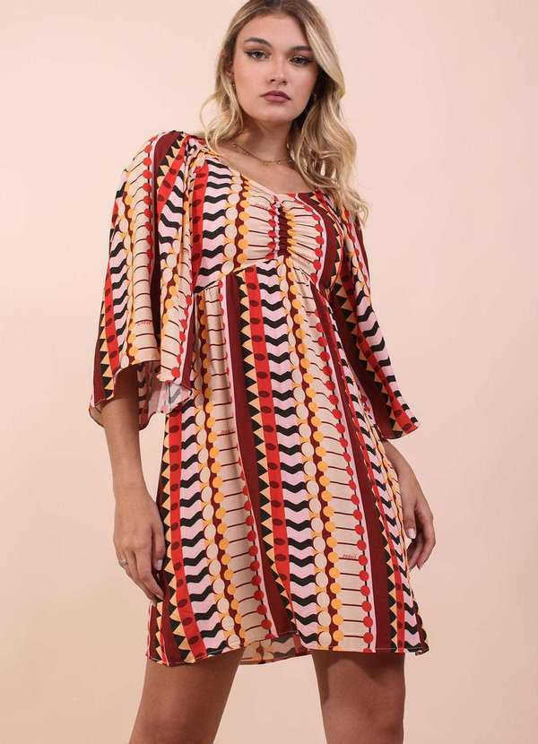 Pequia - Vestido Curto Geometria Brasileira Pequia Vermelho
