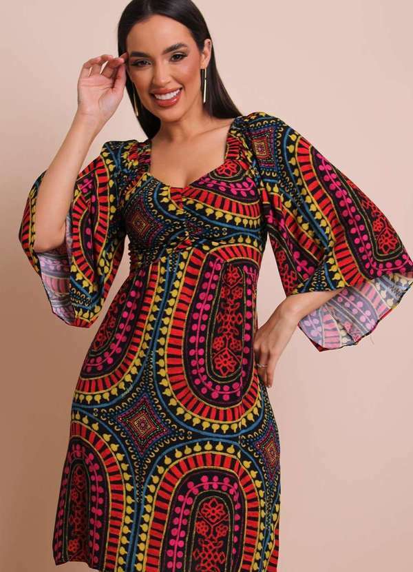 Pequia - Vestido Curto Mandala Brasileira Pequia Multicores