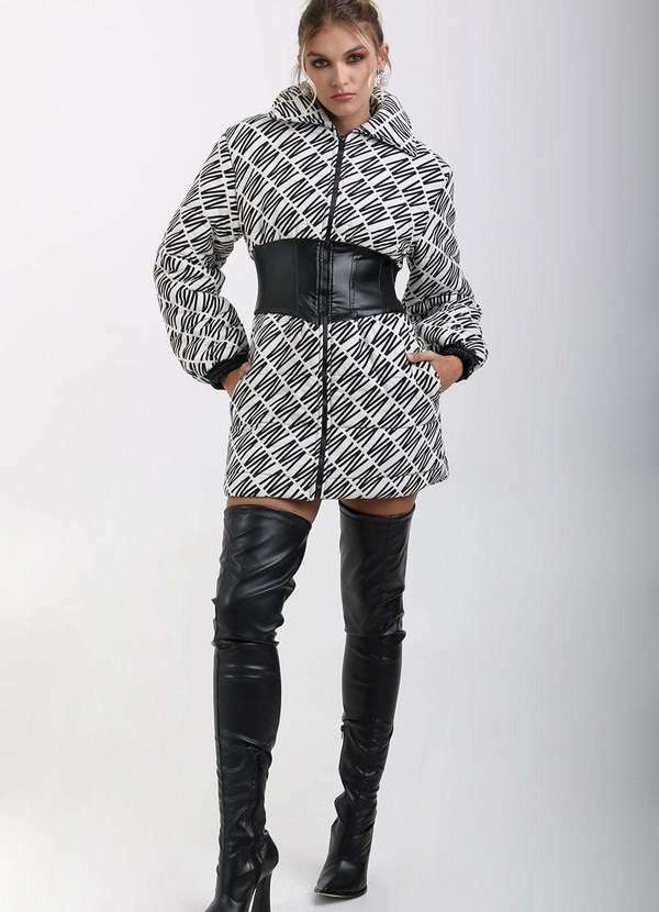 Labrava - Vestido Curto Puffer Graphic White Labrava Branco