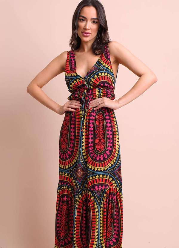 Pequia - Vestido Longo Mandala Brasileira Pequia Multicores