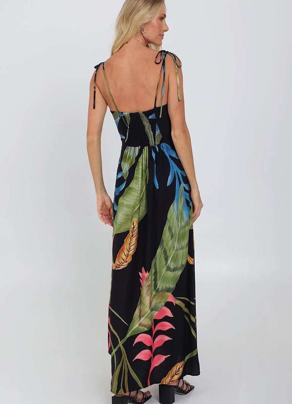Pequia - Vestido Longo Maxi Folhagem Pequia Preto 2