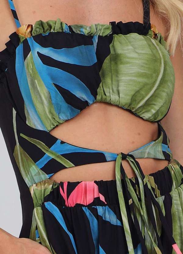 Pequia - Vestido Longo Maxi Folhagem Pequia Preto 3