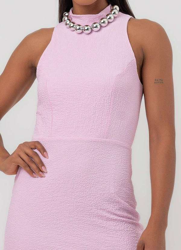 Labrava - Vestido Midi Assimetrico Fenda Rosa Labrava Rosa 5