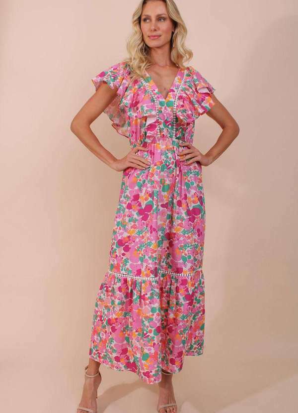 Pequia - Vestido Midi Festa do Interior Pequia Rosa
