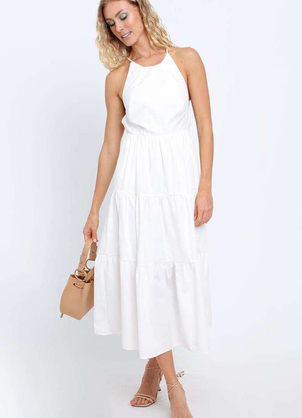 Pequia - Vestido Midi Frente Unica Pequia Branco 3