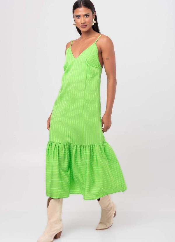 Pequia - Vestido Midi Listrado Verde Pequia Verde 1