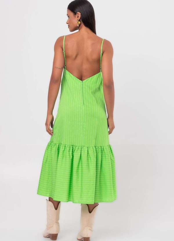 Pequia - Vestido Midi Listrado Verde Pequia Verde 2