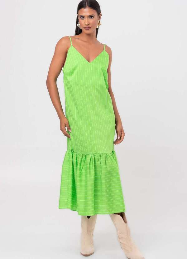 Pequia - Vestido Midi Listrado Verde Pequia Verde 3