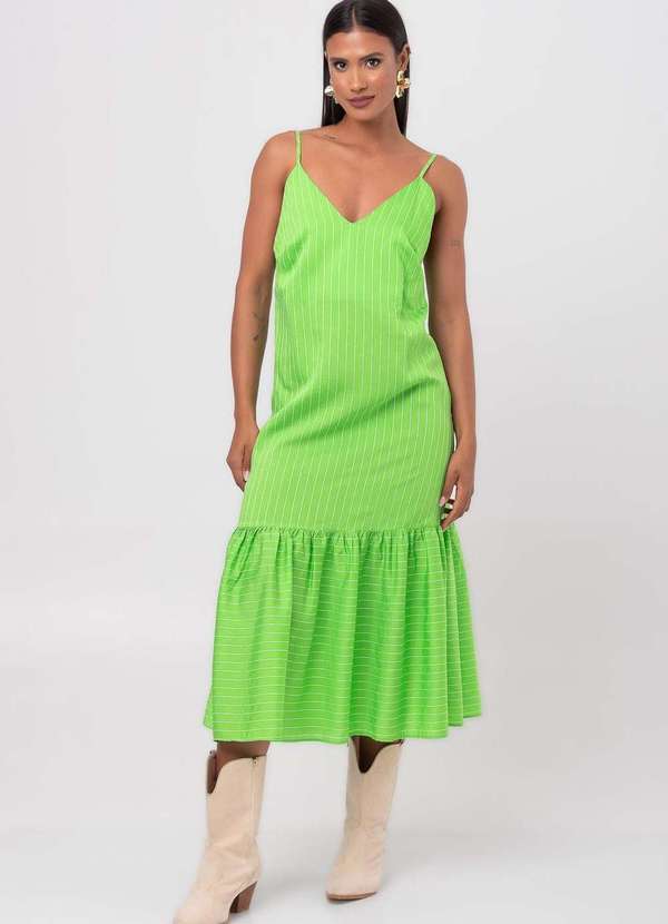Pequia - Vestido Midi Listrado Verde Pequia Verde 5
