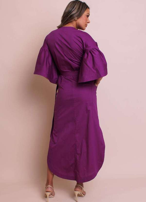 Labrava - Vestido Midi Manga Sino Roxo Labrava Roxo 4