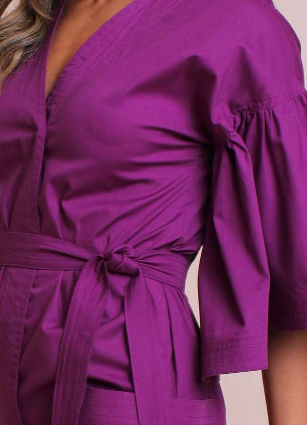 Labrava - Vestido Midi Manga Sino Roxo Labrava Roxo 5
