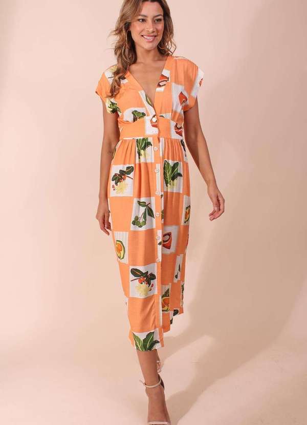Pequia - Vestido Midi Pequi do Rio Verde Pequia Laranja