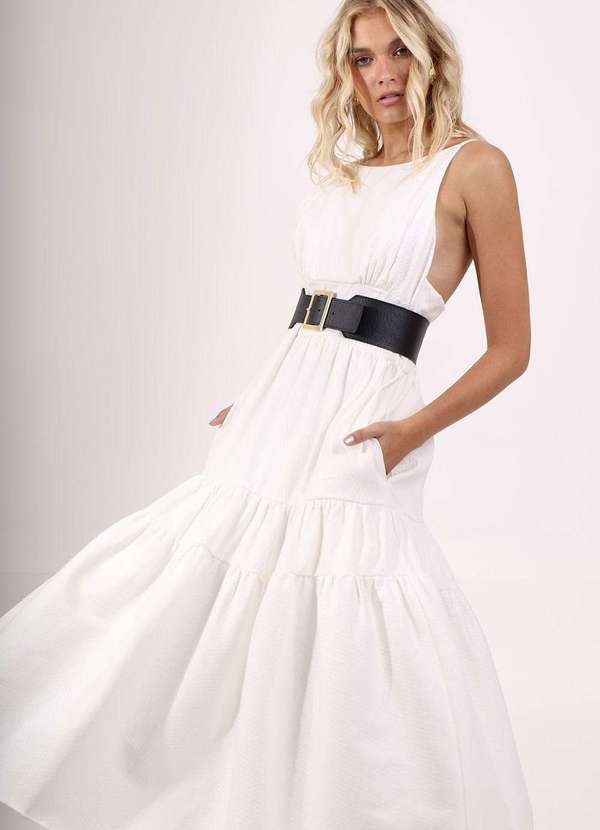 Pequia - Vestido Super Midi Piquet Offwhite Pequia Branco 3