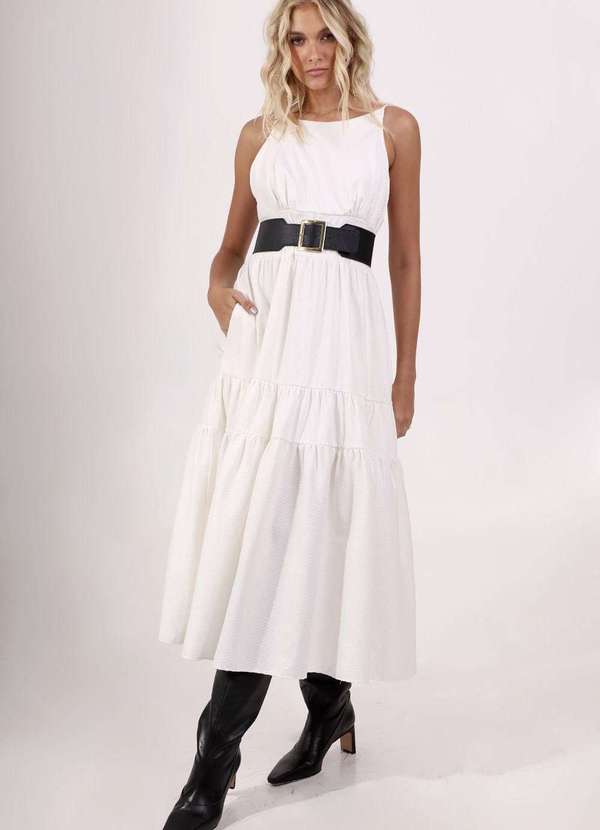 Pequia - Vestido Super Midi Piquet Offwhite Pequia Branco 5