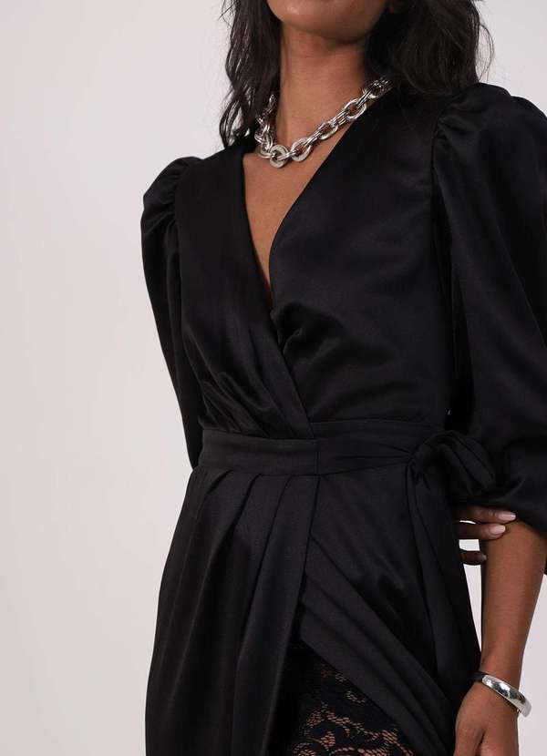 Labrava - Vestido Super Midi Transpassado Preto Labrava Preto 4