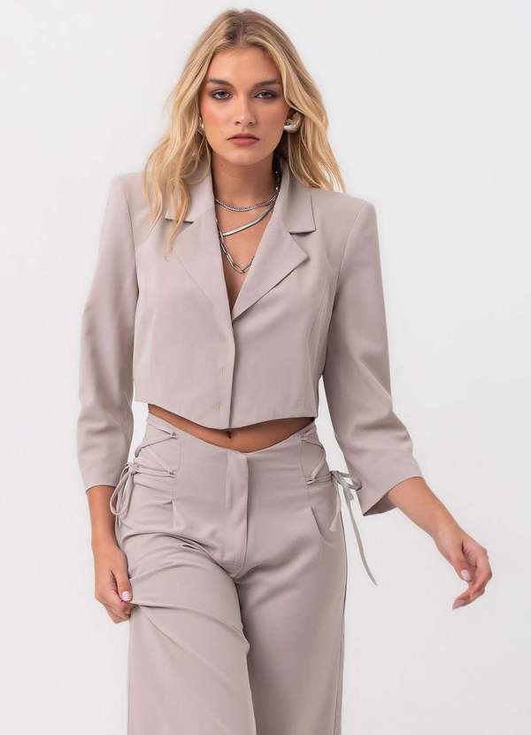 Labrava - Blazer Alfaiataria Curva Labrava Cinza