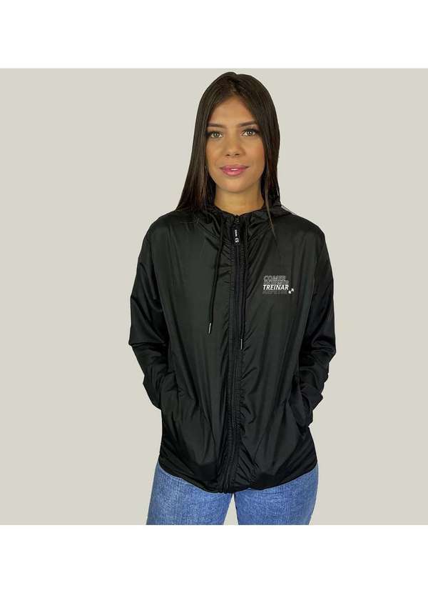 Wss Brasil - Jaqueta Corta Vento Academia Feminino Wss Gym Rotina Preto