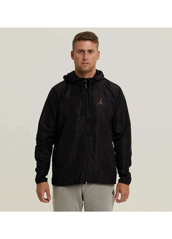 Wss Brasil - Jaqueta Corta Vento Masculino Impermeavel Wss Run Colors Preto